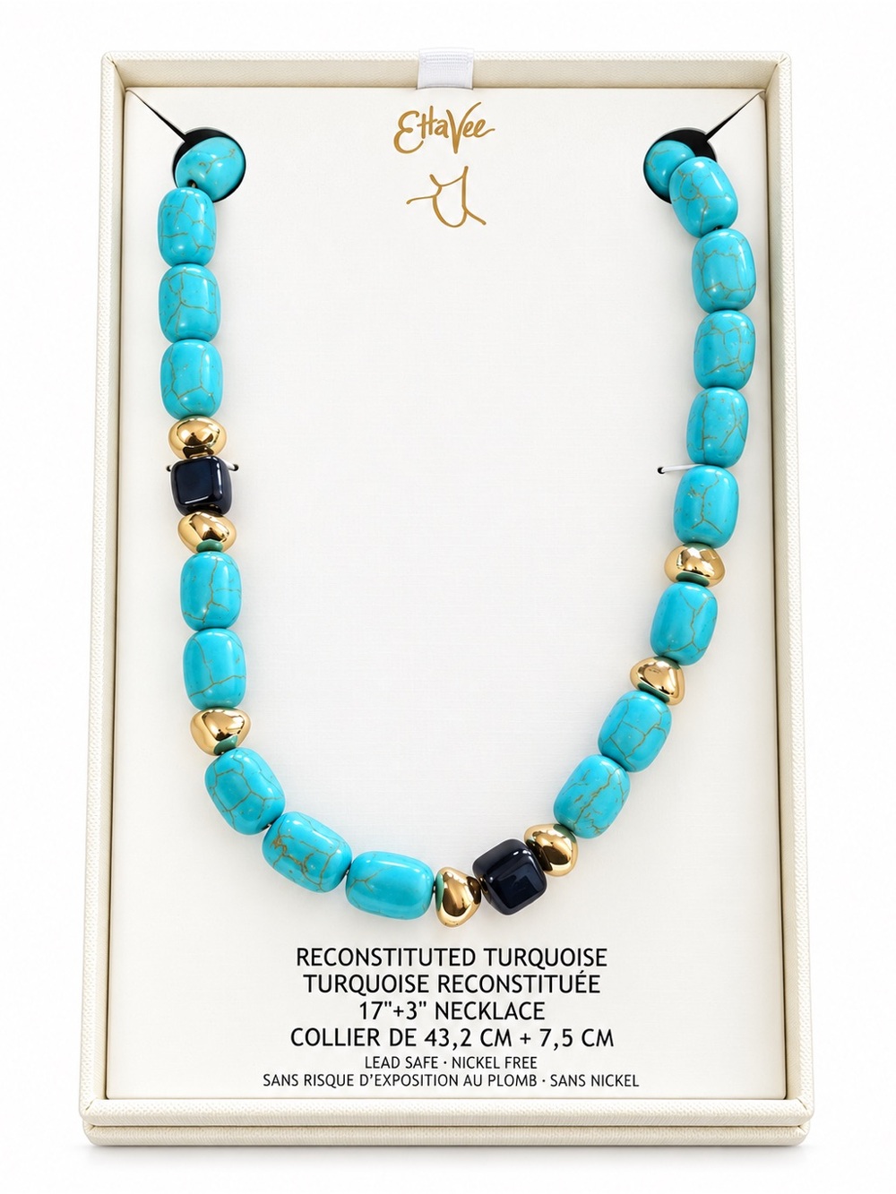 Turquoise and Gold Beaded Necklace